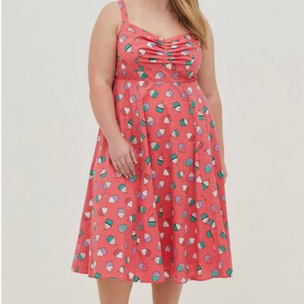 Midi Poplin Fit & Flare Dress - Cupcakes